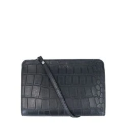 LouLou Essentiels Vintage Croco Silver Crossbody Black