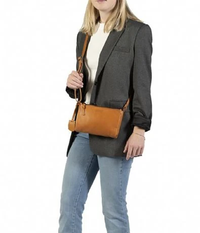 Burkely Just Jolie Double Zip Crossbody Bag Cognac New 4 Burkely Just Jolie Double Zip Crossbody Bag Cognac New - Afbeelding 2
