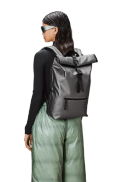 Rains Rolltop 16" Rucksack Metallic Grey -Fjallraven Tassen Verkoopwinkel 13320 metallicgrey women 1