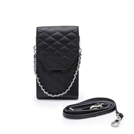 MOSZ Telefoontasje Quilted Black Brushed Silver 4 MOSZ Telefoontasje Quilted Black Brushed Silver - Afbeelding 2