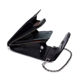 MOSZ Telefoontasje Nature Vintage Black Brushed Silver -Fjallraven Tassen Verkoopwinkel 3 vintage black silver