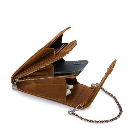 MOSZ Telefoontasje Nature Vintage Cognac Brushed Silver 5 MOSZ Telefoontasje Nature Vintage Cognac Brushed Silver - Afbeelding 3