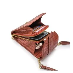 MOSZ Telefoontasje Croco Cognac Gold 9 MOSZ Telefoontasje Croco Cognac Gold -Fjallraven Tassen Verkoopwinkel 3. binnenkant bruin goud