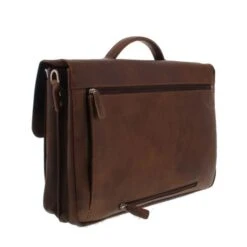 Plevier Vintage Manchester Laptoptas 3-vaks 17.3" Brown -Fjallraven Tassen Verkoopwinkel 36 2 bruin zijkant achter