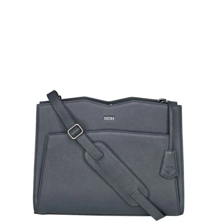 Socha Diamond Leather Shoulder Businessbag 12-14" Grey 5 Socha Diamond Leather Shoulder Businessbag 12-14" Grey - Afbeelding 3