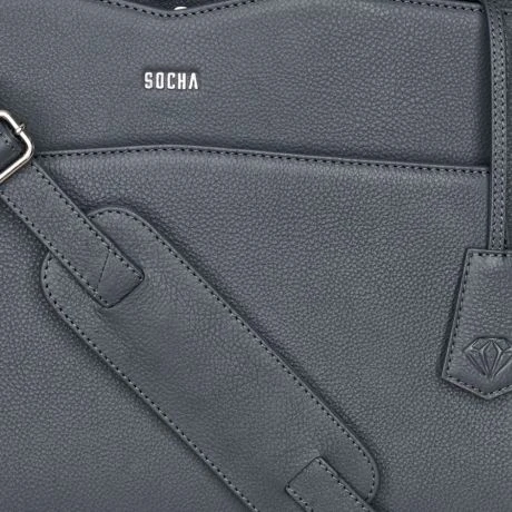 Socha Diamond Leather Shoulder Businessbag 12-14" Grey 8 Socha Diamond Leather Shoulder Businessbag 12-14" Grey - Afbeelding 6