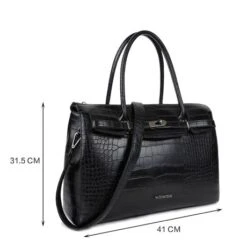 Wimona Sofia Schoudertas Croco Zwart -Fjallraven Tassen Verkoopwinkel 5003 kleur zwart met afmeting