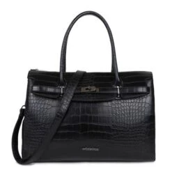 Wimona Sofia Schoudertas Croco Zwart
