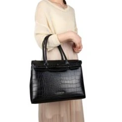 Wimona Liona Handtas Croco Black -Fjallraven Tassen Verkoopwinkel 5005 kleur zwart 1