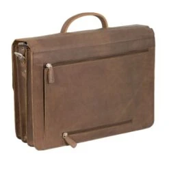 Plevier Retro Zeppelin Vintage Laptop Aktetas 3-Vaks 17.3" Brown -Fjallraven Tassen Verkoopwinkel 555 2 4
