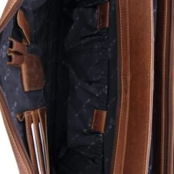 Plevier Morse Leren Aktentas 2-Vaks 15.6" Bruin -Fjallraven Tassen Verkoopwinkel 853 2 cognac binnenkant 1000 3