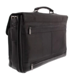 Plevier Decca Leren Aktentas 2-Vaks 17.3" Zwart -Fjallraven Tassen Verkoopwinkel 859 1 zijkant achter decca