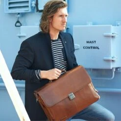 Plevier Decca Leren Aktentas 2-Vaks 17.3" Zwart -Fjallraven Tassen Verkoopwinkel 859 2 decca 1