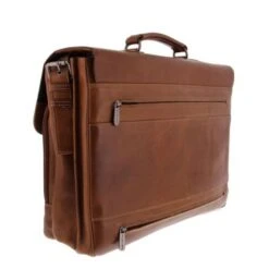 Plevier Decca Leren Aktentas 2-Vaks 17.3" Bruin -Fjallraven Tassen Verkoopwinkel 859 2 zijkant achter