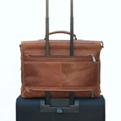 Plevier Decca Leren Aktentas 2-Vaks 17.3" Bruin -Fjallraven Tassen Verkoopwinkel 859 2 decca trolley 4 1