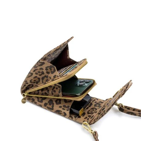 MOSZ Telefoontasje Cheeta Brown Light Gold 4 MOSZ Telefoontasje Cheeta Brown Light Gold - Afbeelding 2