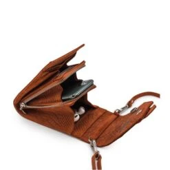 MOSZ Telefoontasje Suède Snake Cognac Brushed Silver -Fjallraven Tassen Verkoopwinkel binnenkant