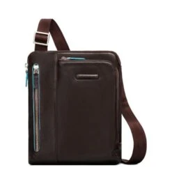 Piquadro Blue Square IPad Air/ IPad Crossbody Bag Mahogany