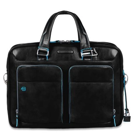 Piquadro Blue Square Portfolio Computer Briefcase 15" With IPad Black 3 Piquadro Blue Square Portfolio Computer Briefcase 15" With IPad Black
