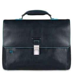 Piquadro Blue Square Expandable Computer Portfolio Briefcase 15" Night Blue
