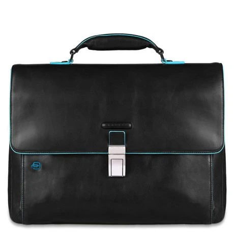 Piquadro Blue Square Expandable Computer Portfolio Briefcase 15" Black 3 Piquadro Blue Square Expandable Computer Portfolio Briefcase 15" Black