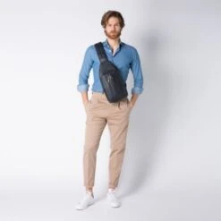Piquadro Urban Mono Sling Bag Black/Grey Blue -Fjallraven Tassen Verkoopwinkel ca4536ub00 blgr dett10 1 1