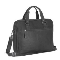 Chesterfield Dylan Laptop Schoudertas 17" Black -Fjallraven Tassen Verkoopwinkel leren laptoptas zwart dylan 3