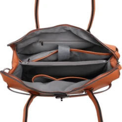Pulcher Paris Schoudertas 15.6" Cognac -Fjallraven Tassen Verkoopwinkel p 511 kleur cognac binnenkant