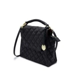 MOSZ Handtas Phoebe Quilted Black Shiny Light Gold -Fjallraven Tassen Verkoopwinkel phoebe handbag quilted black zijkant