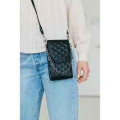 MOSZ Telefoontasje Quilted Black Brushed Silver 25 MOSZ Telefoontasje Quilted Black Brushed Silver -Fjallraven Tassen Verkoopwinkel quilted black