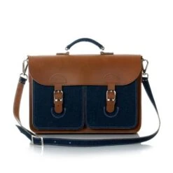 OldSchool Bags Schooltas Extra Large Denim / Kastanjebruin -Fjallraven Tassen Verkoopwinkel special leer denim xl