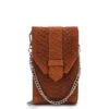 MOSZ Telefoontasje Suède Snake Cognac Brushed Silver -Fjallraven Tassen Verkoopwinkel voorkant
